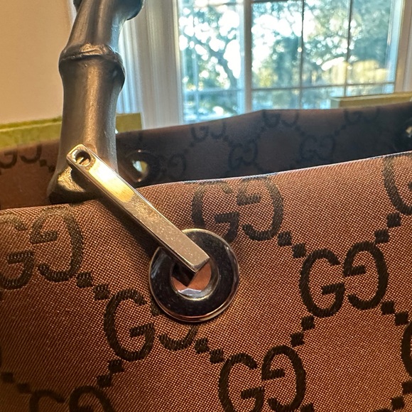 Authentic Gucci Bamboo Canvas Tote - Picture 5 of 16